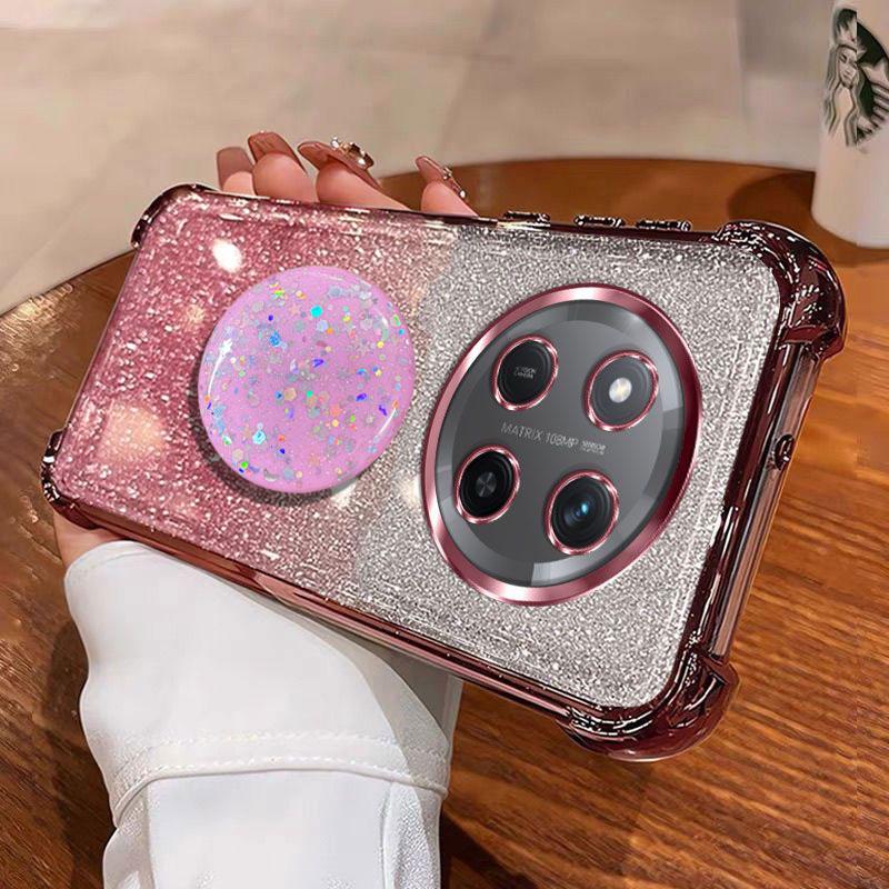 Luxury Shockproof Glitter Holder For Silicone Ring Honorx9c Case For Honor X9C Smart X7C X6A X6B X6C With Holder Stand Cover