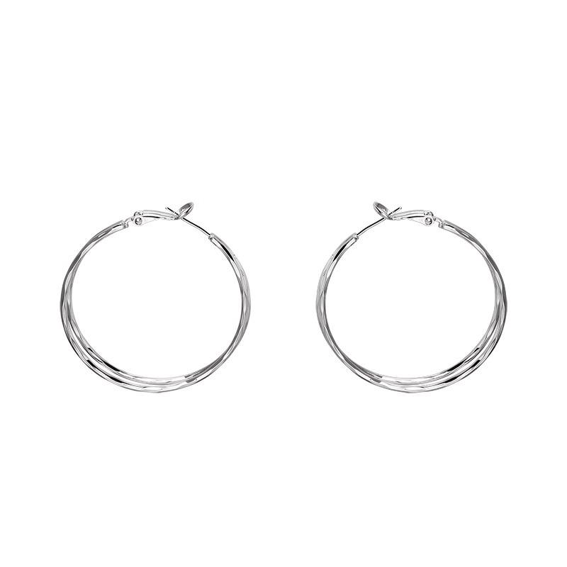 Double Layer Geometric Hoop Earrings - Women's Light Luxury Versatile Ear Cuffs, European & American Style, Exaggerated Circle Dangles Jewelry.