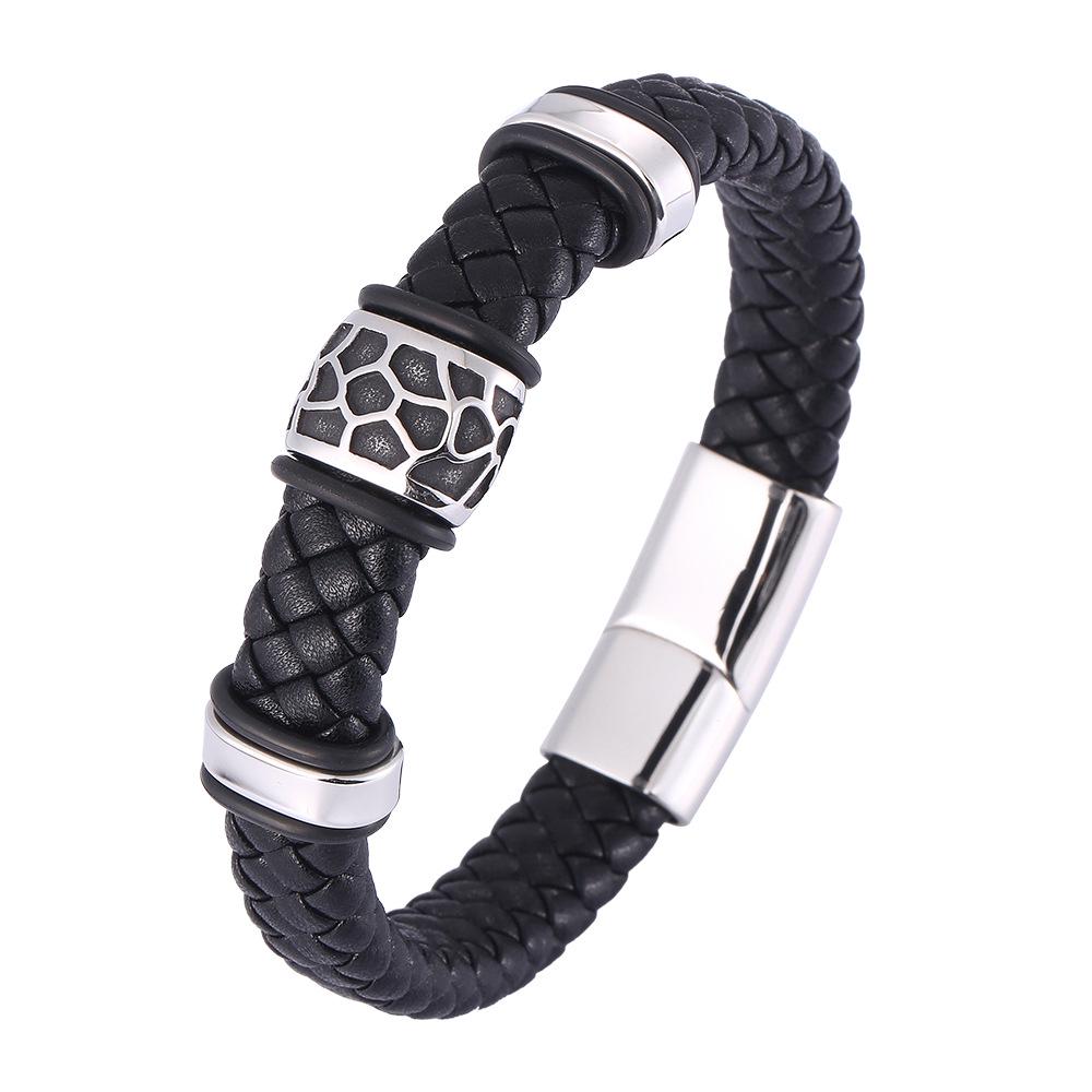 Titanium Steel Men's Multicolor Leather Bracelet