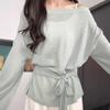 Summer Blouse Slope Collar Long Sleeve Lace-up Waist Sun Protection Cover-Up Soft Stretchy Outdoor