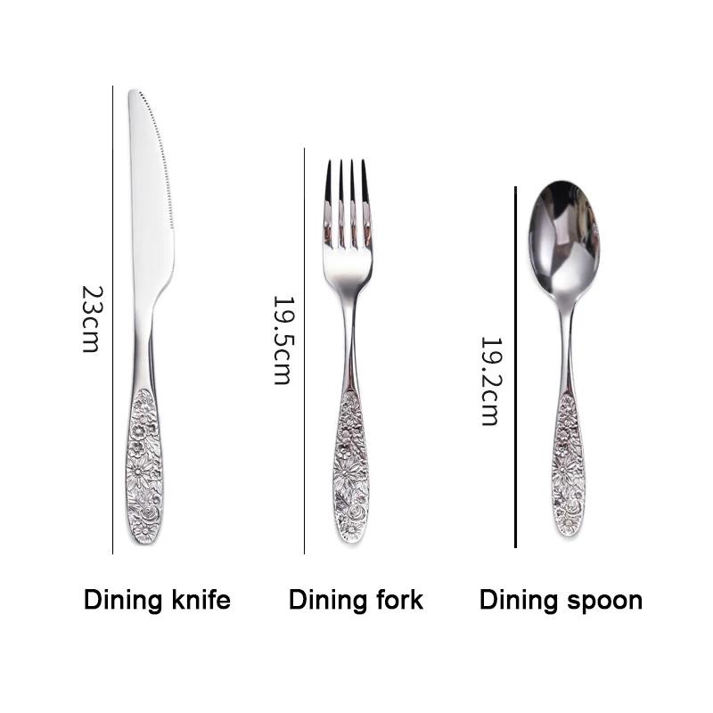 1/3-teiliges Goldbesteckset aus Edelstahl im Vintage-Stil, westliches Geschirr, Luxusgeschirr, Gravur, Gabeln, Messer, Löffel, Silberware