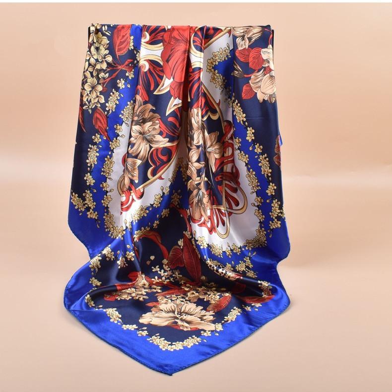 2025 New 90*90cm Silk Satin Hair Scarf Women Handkerchief Printed Female Square Head Bandana Small Neck Muffler Hijab Lady Girl