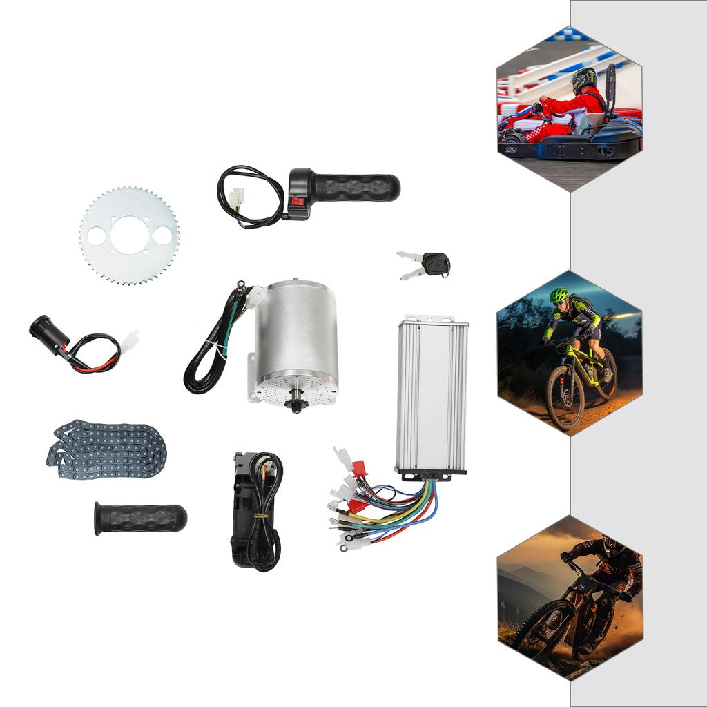 48-72V 3000W Brushless Motor Kit with Controller and Throttle For Electric Motorcycles, Beach Bikes, Go-Karts, Modified Bicycles