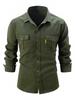 Autunno Inverno Camicie Casual da Uomo in Cotone Elasticizzato Lavato Moda Business Tinta Unita Camicia a Maniche Lunghe Uomo