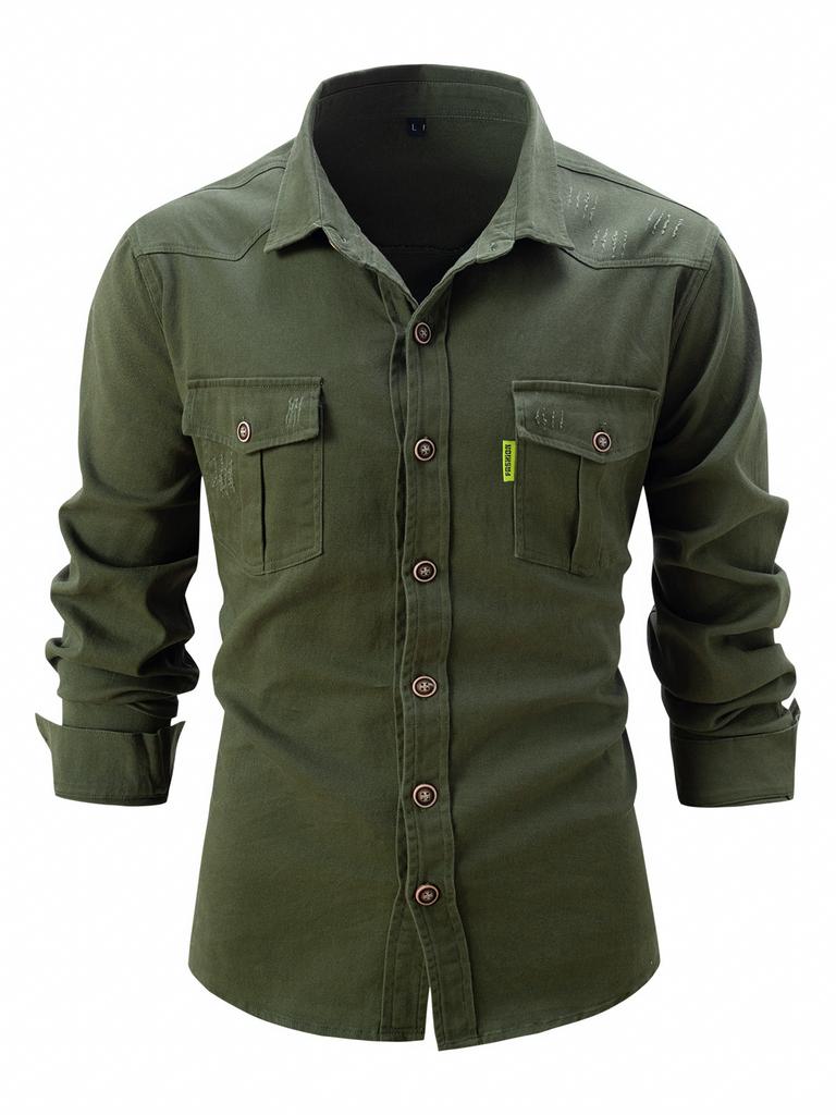 Autunno Inverno Camicie Casual da Uomo in Cotone Elasticizzato Lavato Moda Business Tinta Unita Camicia a Maniche Lunghe Uomo