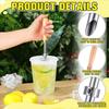 2Pcs Wooden Handle Straw Puncher Stainless Steel Punching Tools Straw Hole Puncher with Cleaning Brush Lemonade Cup Puncher