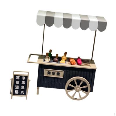 Realistic Dollhouse Oden Stall Stand Play Food Set 1:12 Scale Cooking Cart for Restaurant