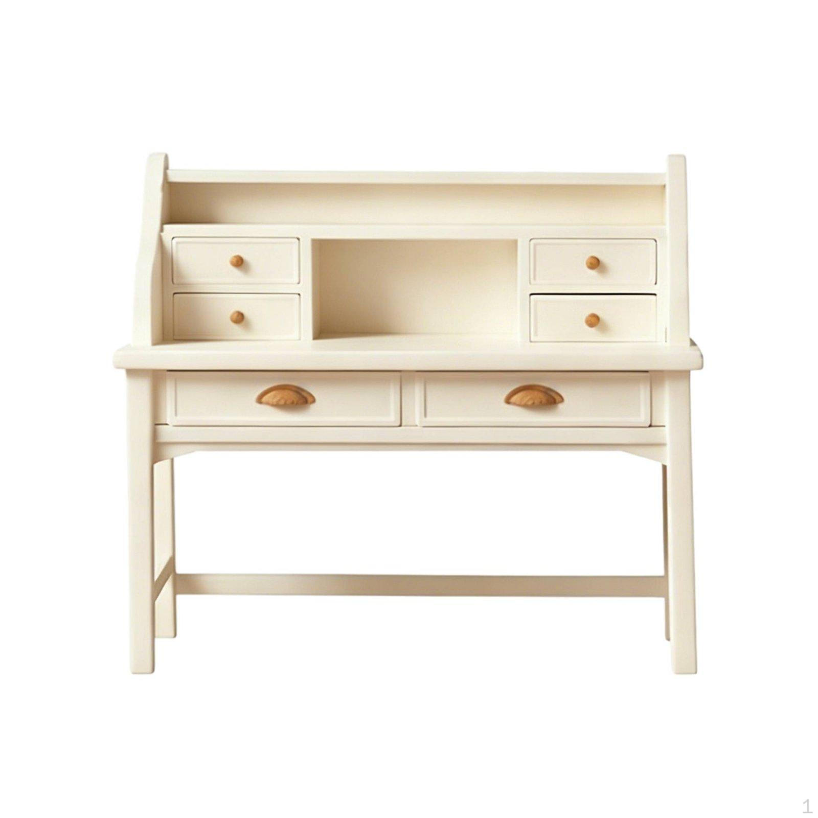 Miniature Display Cabinet Desk 1:12 Scale Dollhouse Study Realistic Toy Furniture