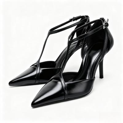 Sexy T Strap High Heeled Ladies Party Shoes Luxury Ankle Strap Pointed Toe Stilettos Office Dress Wedding Women Pumps