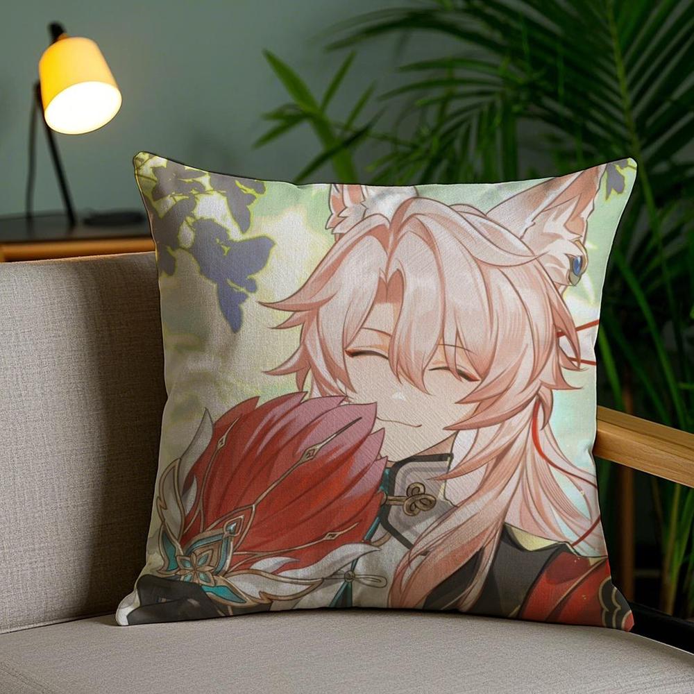 H-Honkai Star R-Rail Cushion Cover Soft Short Plush Double-Sided Printing Home Decor Machine Washable Pillow Case Gift