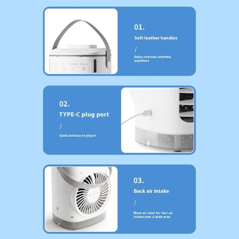 Portable Desktop Air Cooling Fan With 4 Speed Setting Cooling Fan 8h Timer Function For Dormitory Study Office Desk