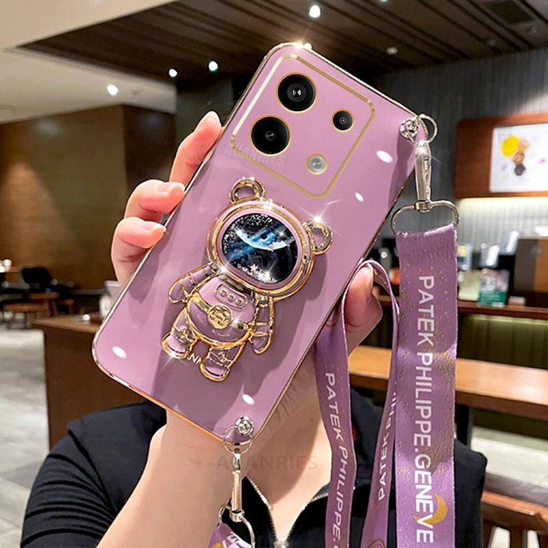 Note13 Crossbody virves pārklājuma apvalks priekš Xiaomi Redmi Note 13 Pro Plus 13pro 4g 5g astronauta turētājs silikona statīva vāciņš 13c