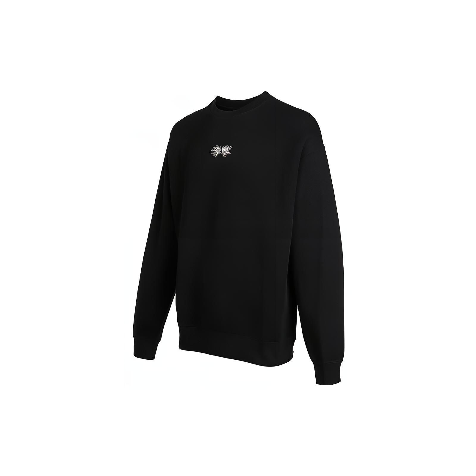 

Li Ning Plain Letter Print Crew Neck Pullover Long Sleeve Hoody Hoody Men Hoody Black AWDSB25-3 XS