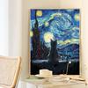 Van Gogh Gwieździsta Noc Kot DIY Cyfrowy Obraz Olejny: Zaawansowana Ręcznie Robiona Sztuka Dekoracyjna