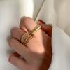 Goldfarbene Dreilagenringe für Damen Vintage Streifen Verlobungsringe Schmuck 2021 Trend