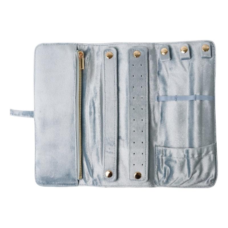 Bestseller Transfrontalier Organisateur de Rouleau à Bijoux en Velours Pochette Multifonctionnelle pour Boucles d'Oreilles et Colliers Style Européen-Américain Bijoux