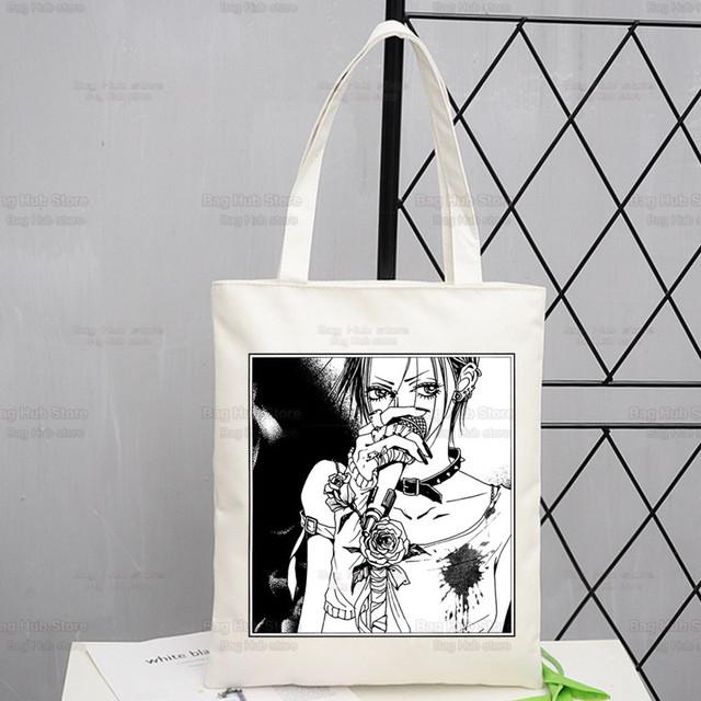 Nana Osaki Anime Women Package Canvas Bag Manga Komatsu Nana Handbags Shoulder Bags Casual Black Stones Shopping Girls Handbag