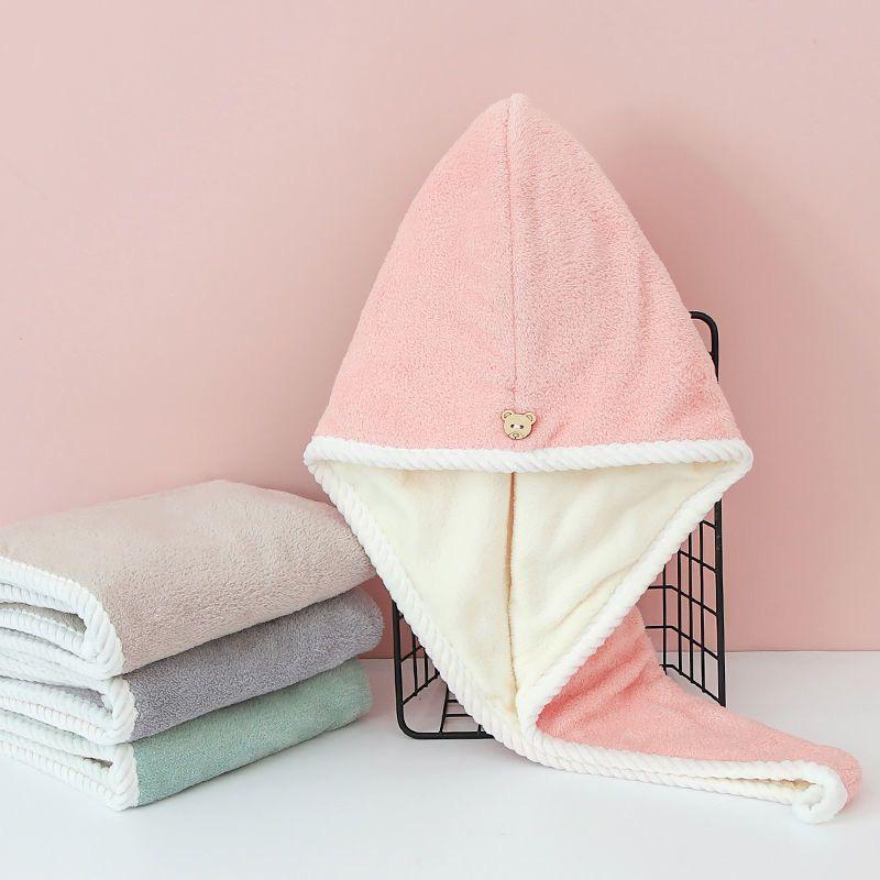 Colorblock Doppelschicht Schnelltrocknende Haarhaube - Superabsorbierendes Damenhandtuch für Bad & Haare.