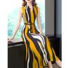 Summer New Bohemian Stripe Fashion Versatile Sleeveless Dress Women's Medium and Long Pendulum Bottom Dress