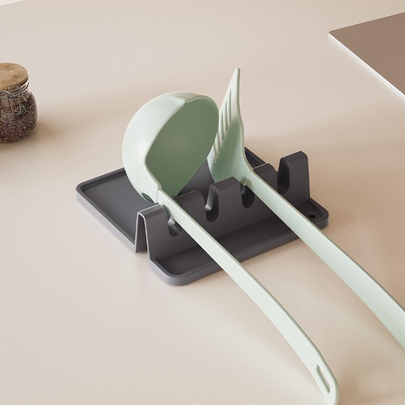 Silicone Kitchen Countertop Spoon & Ladle Rack, Chopstick Rest, Pot Lid Holder