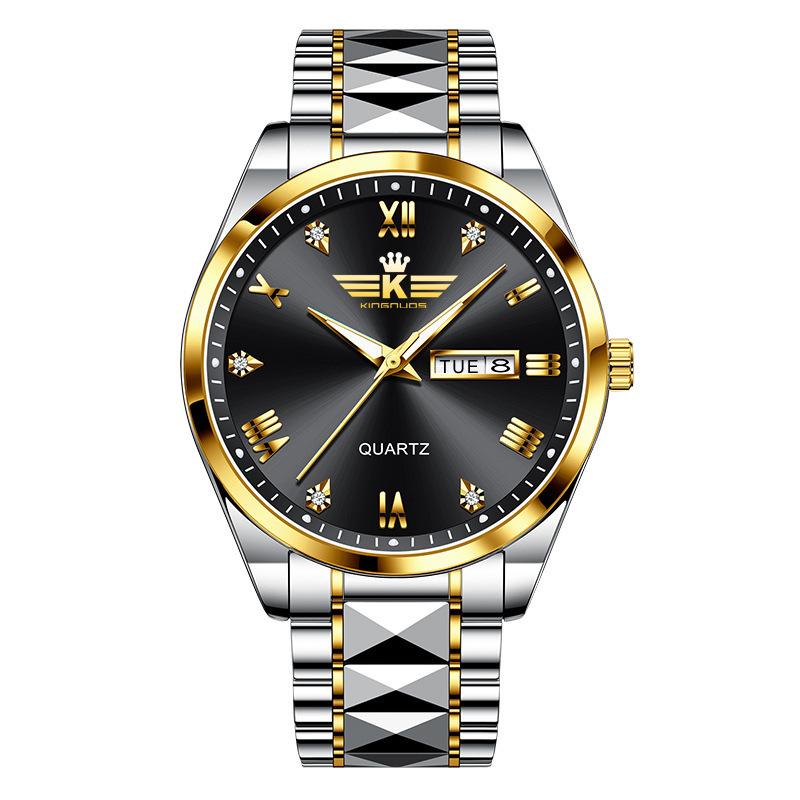 Top Brand New Men's Watch Genuine Waterproof Quartz Double Calendar Fashion Business Watch