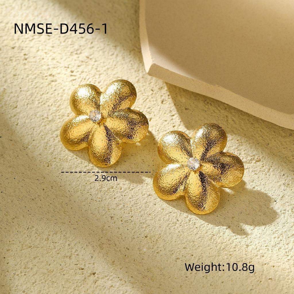 GEMCHIC Women's Geometric Flower Pearl Stud Earrings Gold Plated Stainless Steel Fashion Jewelry
