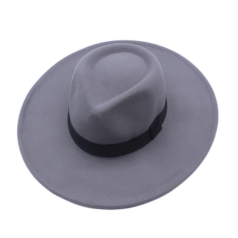 European and American Felt Hat Big Edge Cm Woolen Top Hat Autumn and Winter Square Black Webbing Men's and Women's Jazz Hat