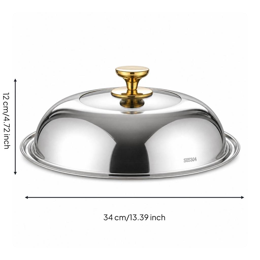 Domed Pot Lid with Viewing Section Transparent Stainless Steel Glass Window