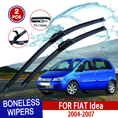 For FIAT Idea  2004-2007 Car Windshield Wiper U-type Soft Rubber Frameless Bracketless Car Wipers 22"+16"