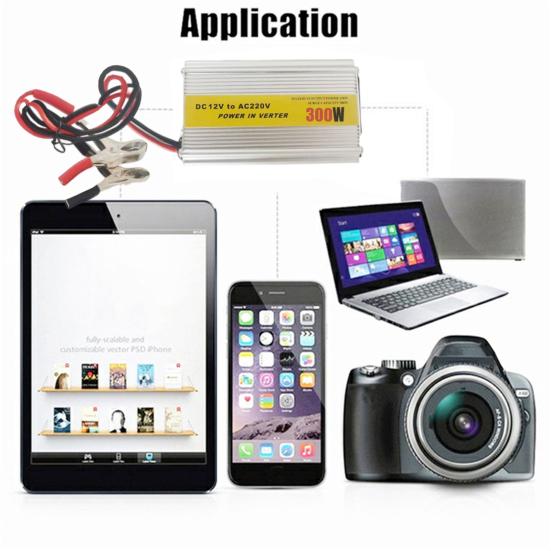 300W Power Inverter USB Port Fast Charging LED Display DC 12V Voltage Transfer Converter Charging Adapter Auto Accessories