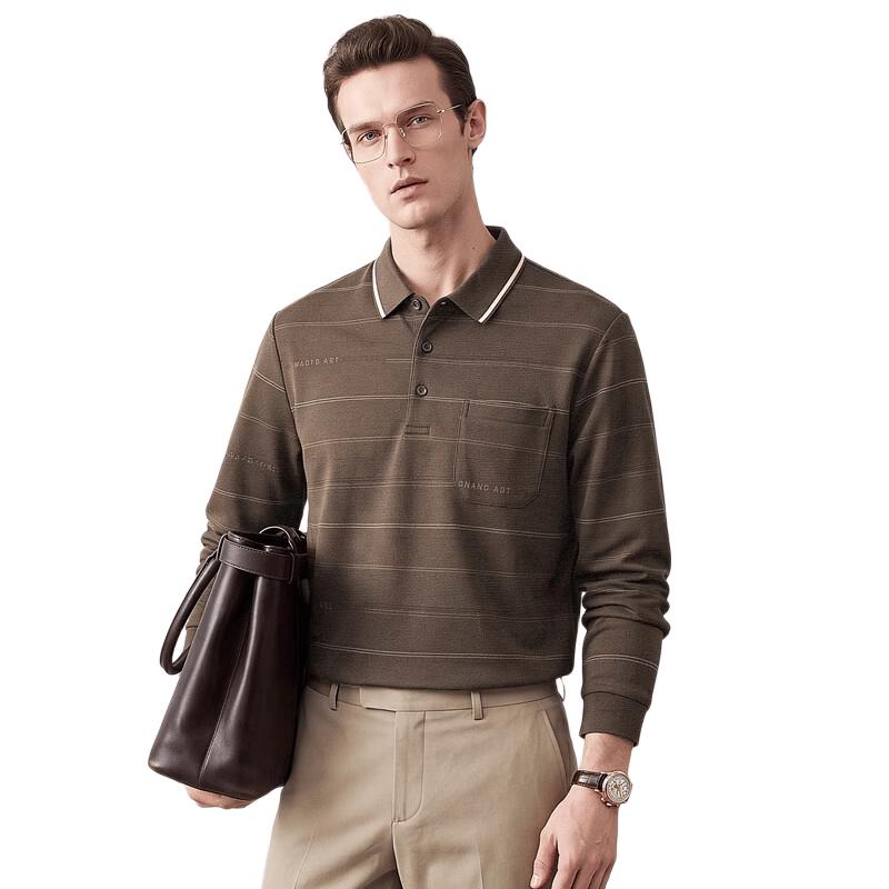 SHANSHAN Men's Autumn Wool-Blend Long-Sleeve Polo Shirt