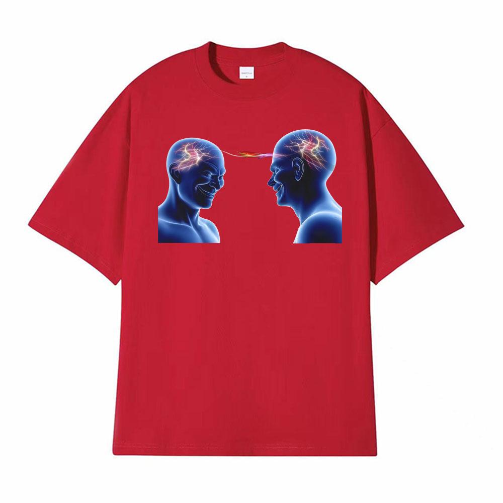 

Telepathic Connection Shared Braincell Meme T Shirt Men Women Fashion Classic High Quality Tshirt Oversized Loose Tshirts Tops S