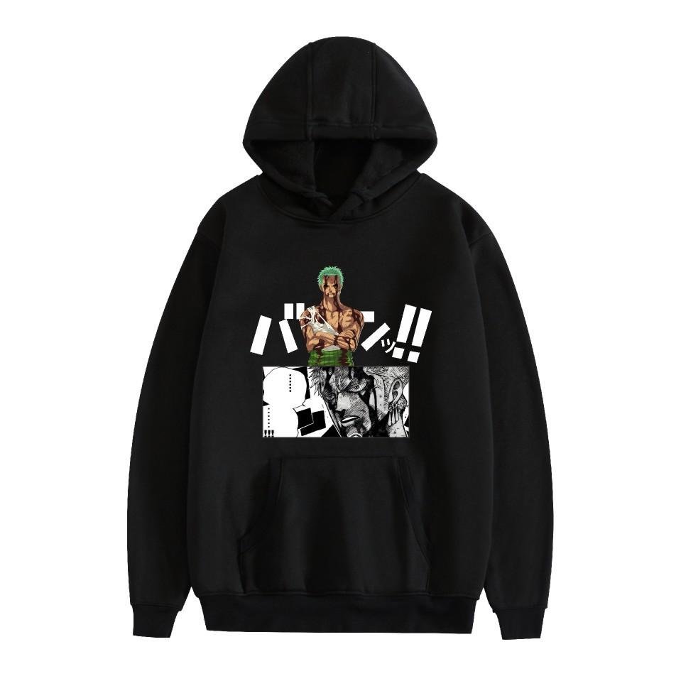 

ONE PIECE Cartoon Pattern Anime Hoodies Men/Women Hooded Pullover Sweatrshirts Oversized Harajuku Sweatshirts XS чёрный