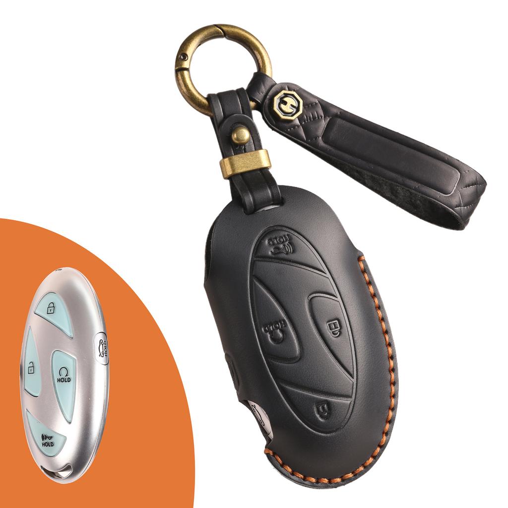 The New Retro Key Bag Is Suitable for Korean Hyundai Car Key Cover, Purely Handmade High-end Protective Shell Buckle, Cowhide.
