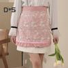 Oilproof Waist Apron Soft Touch Lace Embroidered Women Server Waitress Short Half Apron with 2 Pockets for Kitchen