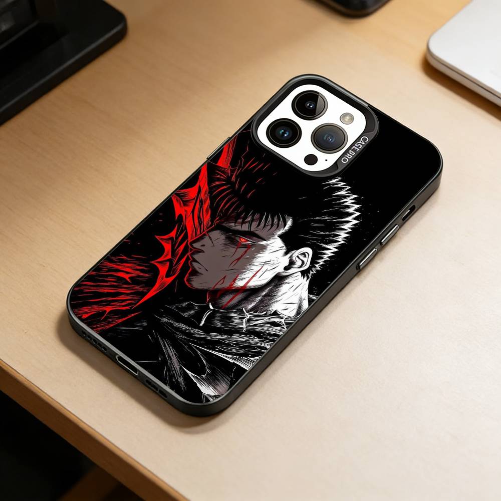 Anime Berserk Guts Phone Case For iPhone 17,16,15,14,13,12,11 Plus,Pro Max,XS,Colorful Silver Phone case Funda Cover