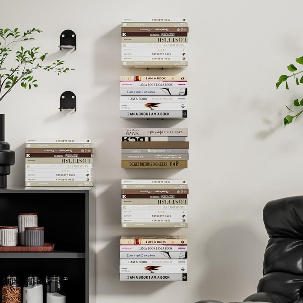 2 PCS Bookshelf Book Organizer Floating Home Decoration Multifunction Display Shelf Wall