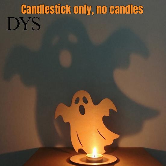 Split Bracket Candle Holder Halloween Ghost Shadow Candles Holder, Spooky Wooden Candlestick Decoration, Funny Party Props Vintage Tea Light Stand for