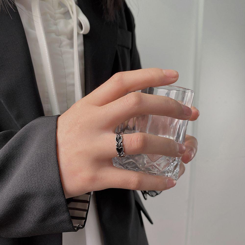 Geometric Jewelry Gifts Wedding Heart Stackable Rings Women Rings Korean Style Heart Chain Ring