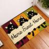 VIKAMA Cat Welcome Mat, Funny Hi Bye Print Doormat, Non-Slip Floor Rug for Indoor Outdoor Front Door Kitchen Bedroom Decor