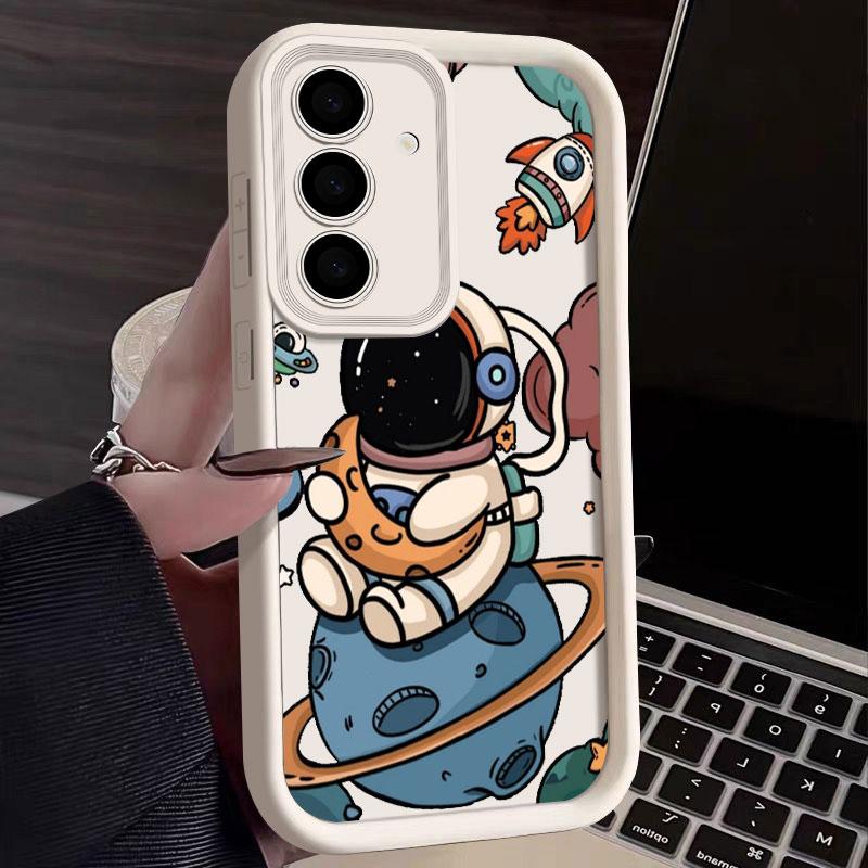 Spaceman Phone Case For Samsung S26 S25 S24 S23 S21 S20 Ultra Cute Astronaut Planet Funda For Galaxy S25 S24 FE S26 Plus Cover