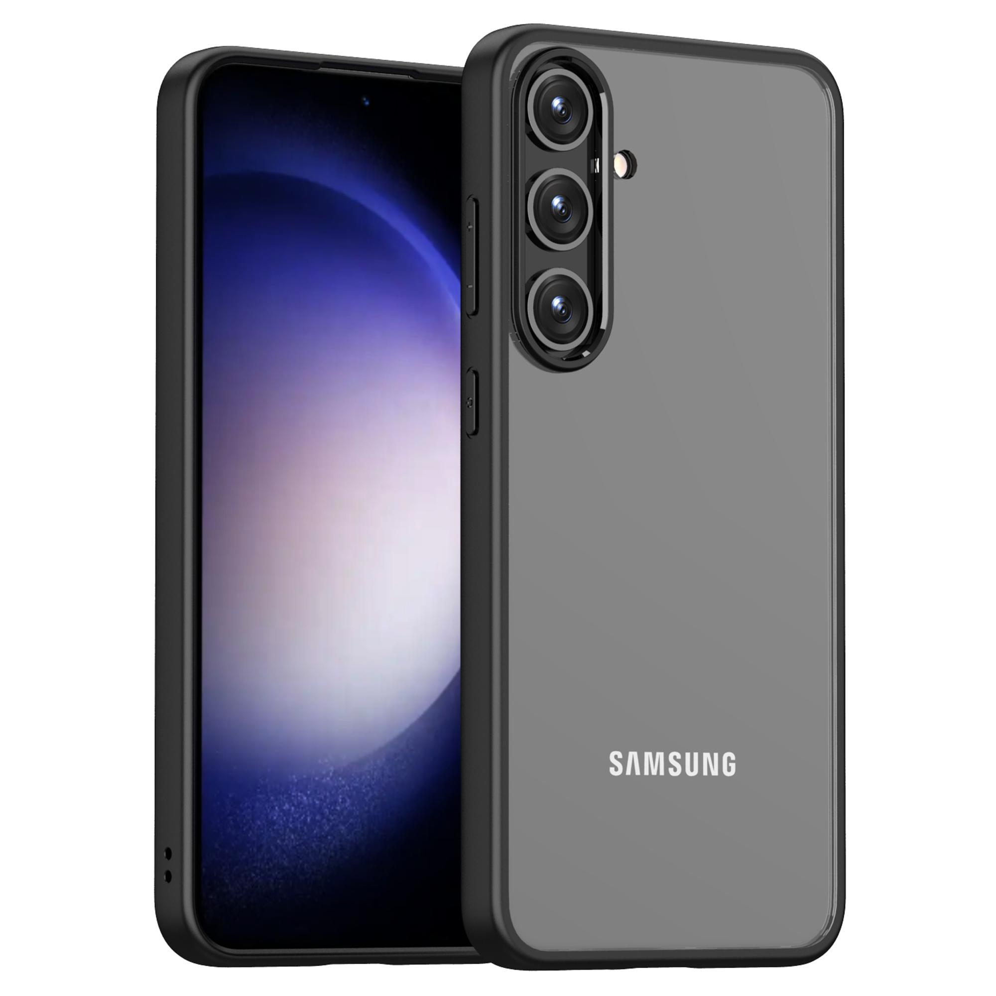 

For Samsung Galaxy S24+ Case Crystal Clear Hard PC+Soft TPU Phone Cover Black