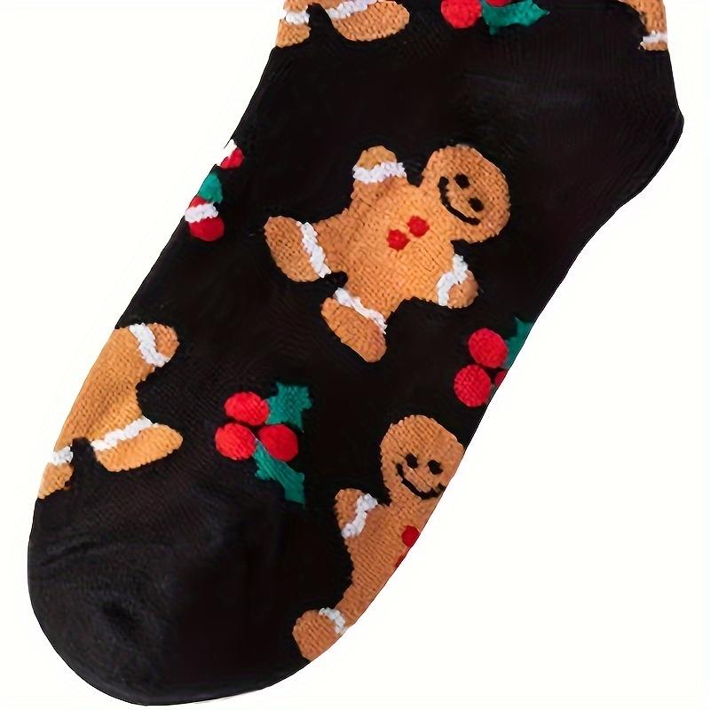 Christmas Socks Winter Warm Gingerbread Man Knitted Socks Sweat Absorbing Fashion Men Women Quick Dry Outdoor Mid Tube Socks