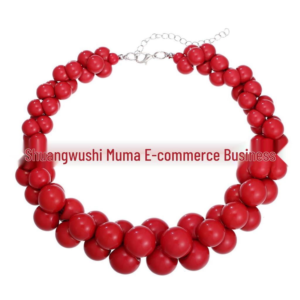 European Acrylic Beaded Necklace: Bold High-End Fashion Statement for Women