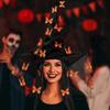 Funny Butterfly Wizard Cap Colorful Halloween Cap with Veil Halloween Witch Hat  Masquerade