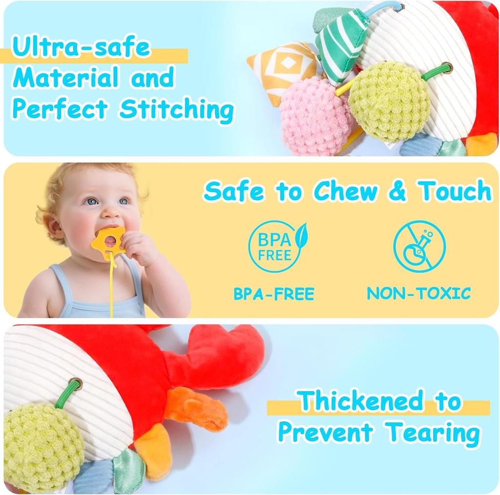 Non-Toxic Car Seat Stroller Toys For Babies 0-6 Months Crab Baby Infant Newborn Stroller Toys With Beep Mirror Small Bell Baby Teether