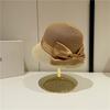 Ladies French Elegant Satin Big Bow Color Matching Straw Hat Retro Top Hat Bucket Hat Sunshade Sun Protection Beach Hat