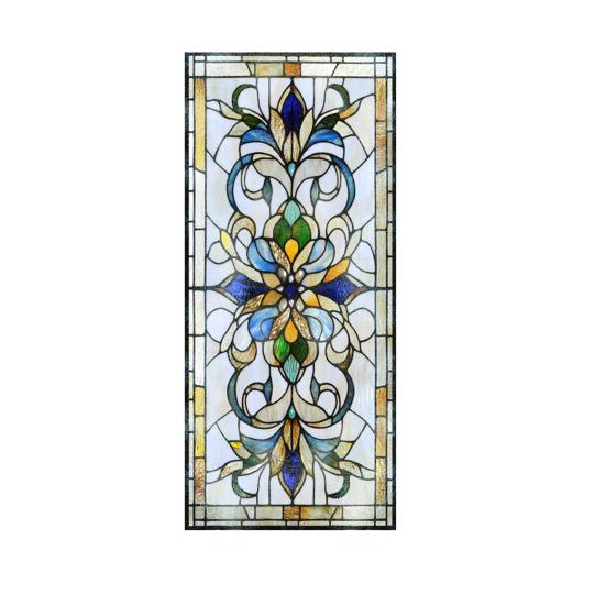 Yousheng Privacy Window Film Vintage Stained Glass Style Static Window Cling Decorative Glass Sticker for Cabinet Bathroom Kitchen Door Panel