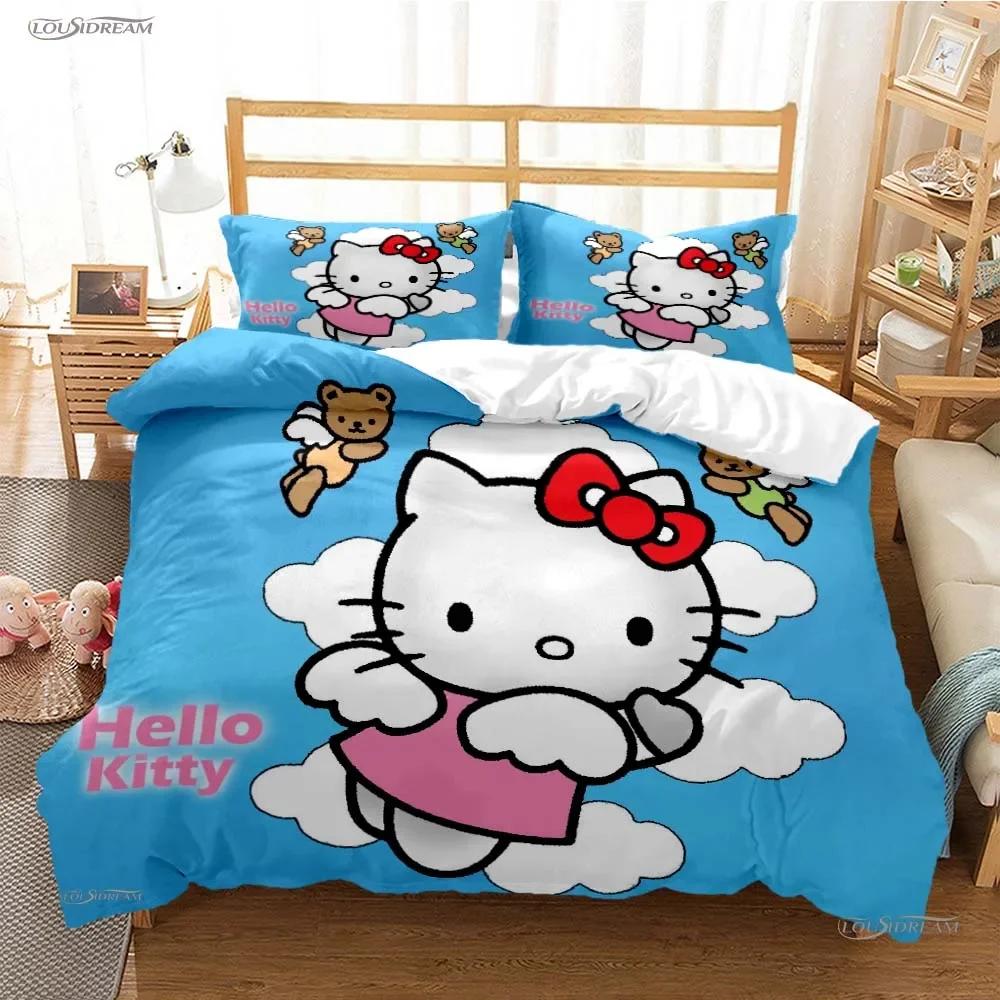 Sanrio Hello Kitty Bedding Sets Cute Bed Cover Comforter Cover Duvet Cover Pillow Case 2-3 Pieces Sets Room Decoration