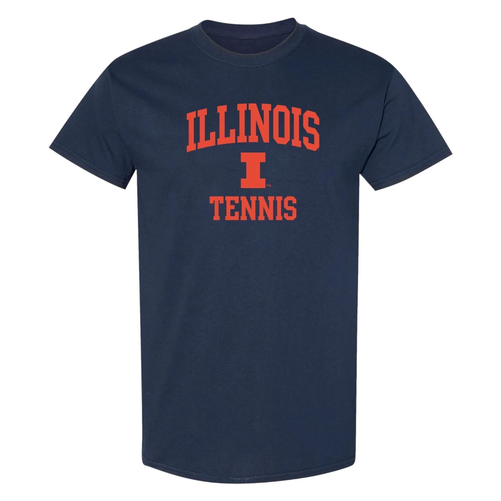 Illinois Arch Logo Tennis T-Shirt - Navy 4XL